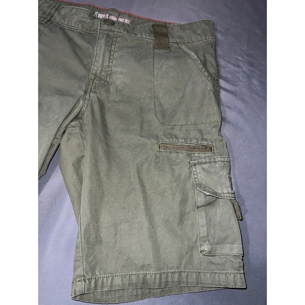 Dickies Mens Relaxed Fit Cargo Shorts Olive Green Cotton Twill FR327RGE Size 10